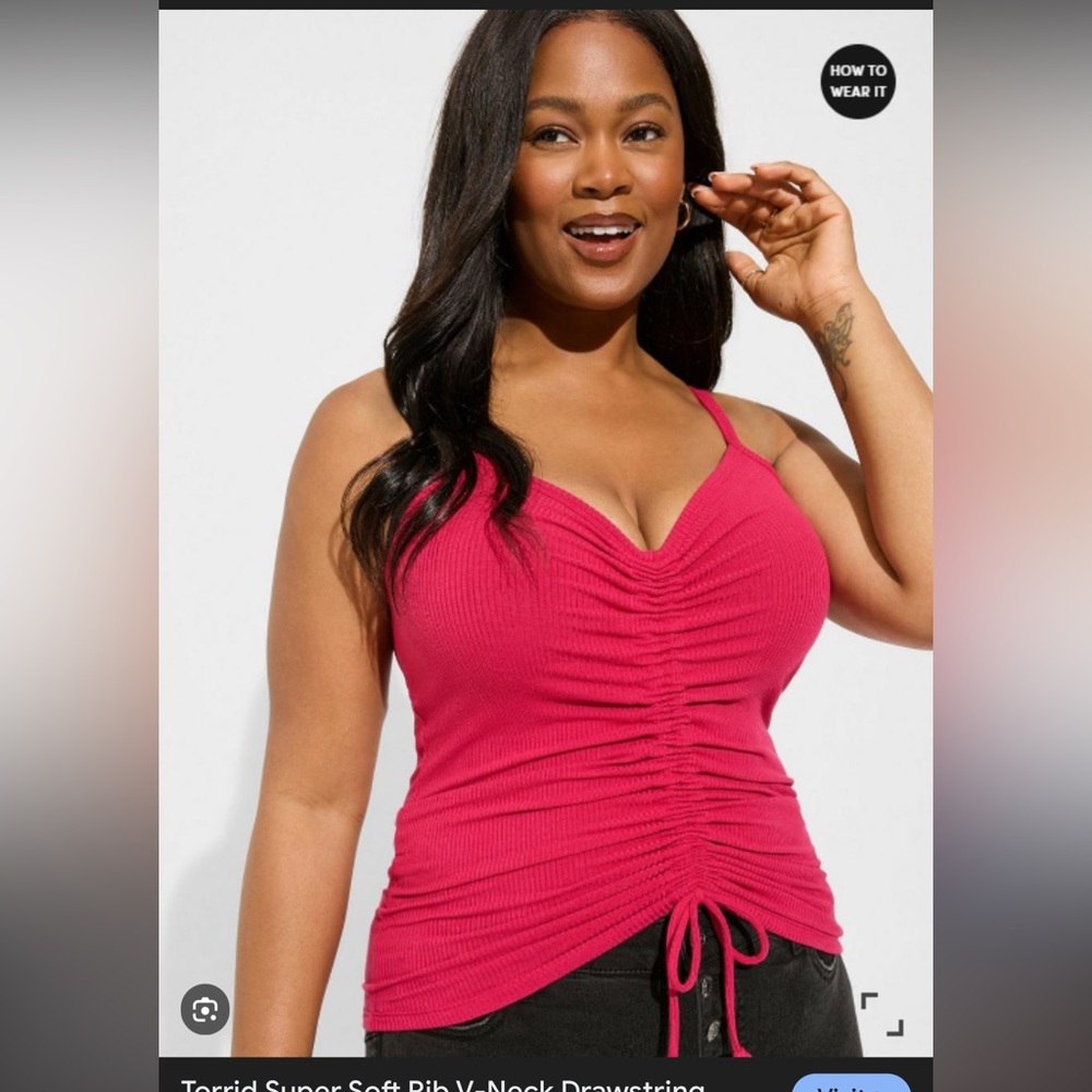2 Torrid Drawstring Crop Camis Size 4 NWT in Red & Black